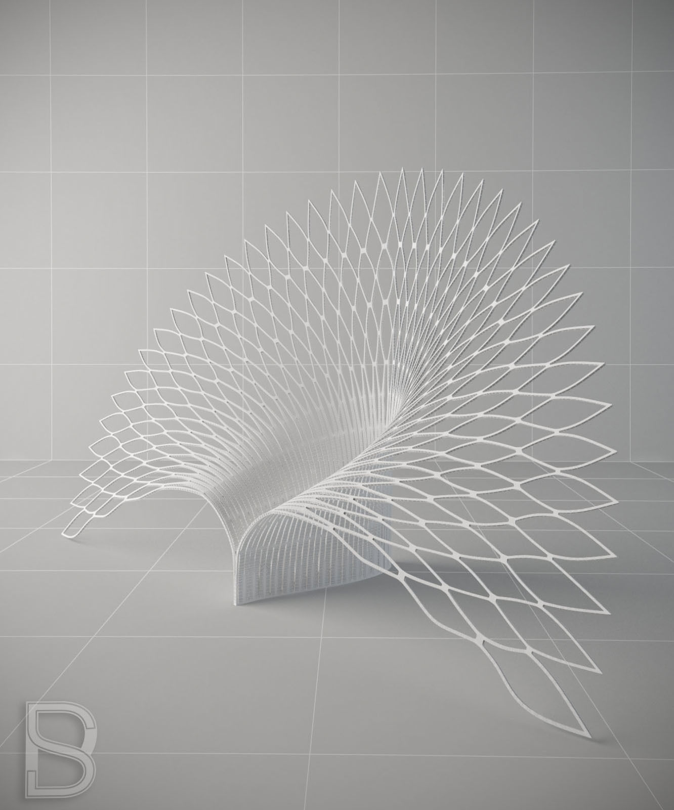 Peacock-L chair made of wires 3D model_5