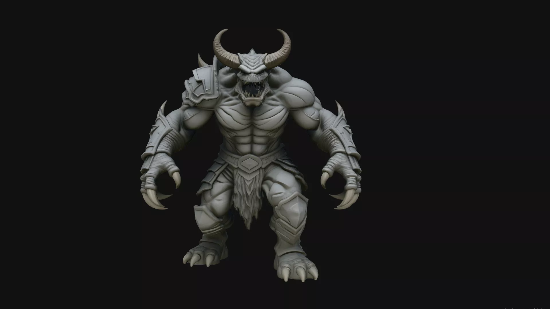 Horned Demon Beast Statue Design 2 - 3D Print Model 3D print model