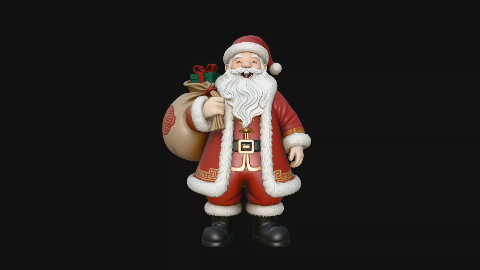 Santa Claus with Gift Sack Statue Design 1 - 3D Print Model 3D print model