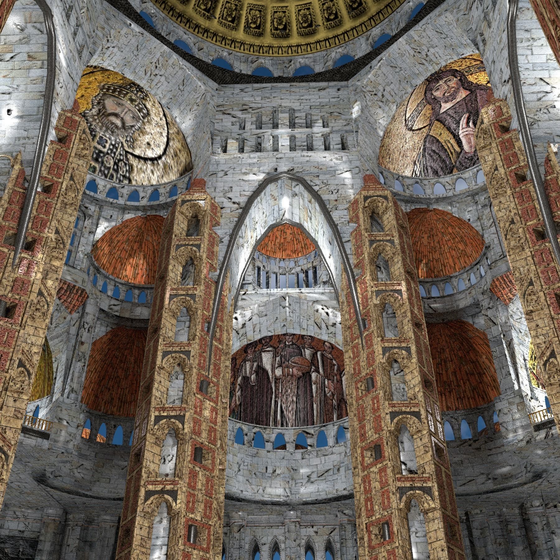 Byzantine Cathedral - Exterior and Interior 3D model_3