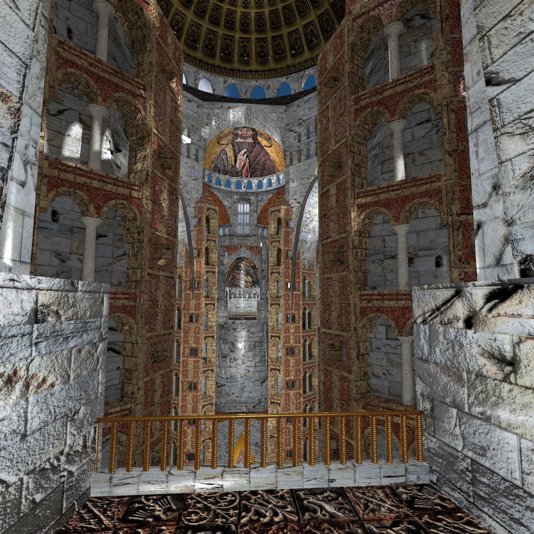 Byzantine Cathedral - Exterior and Interior 3D model_8