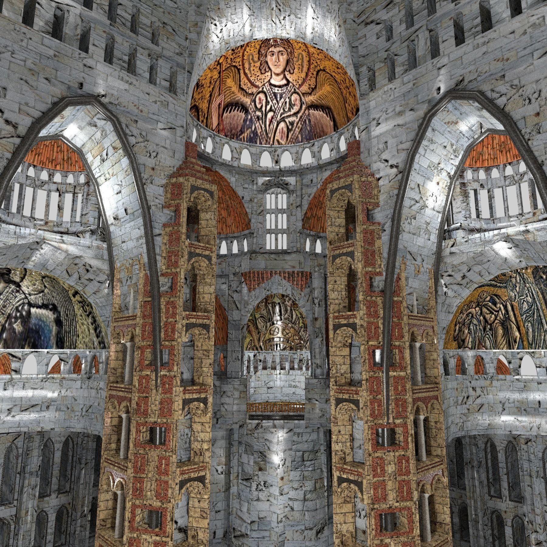 Byzantine Cathedral - Exterior and Interior 3D model_14