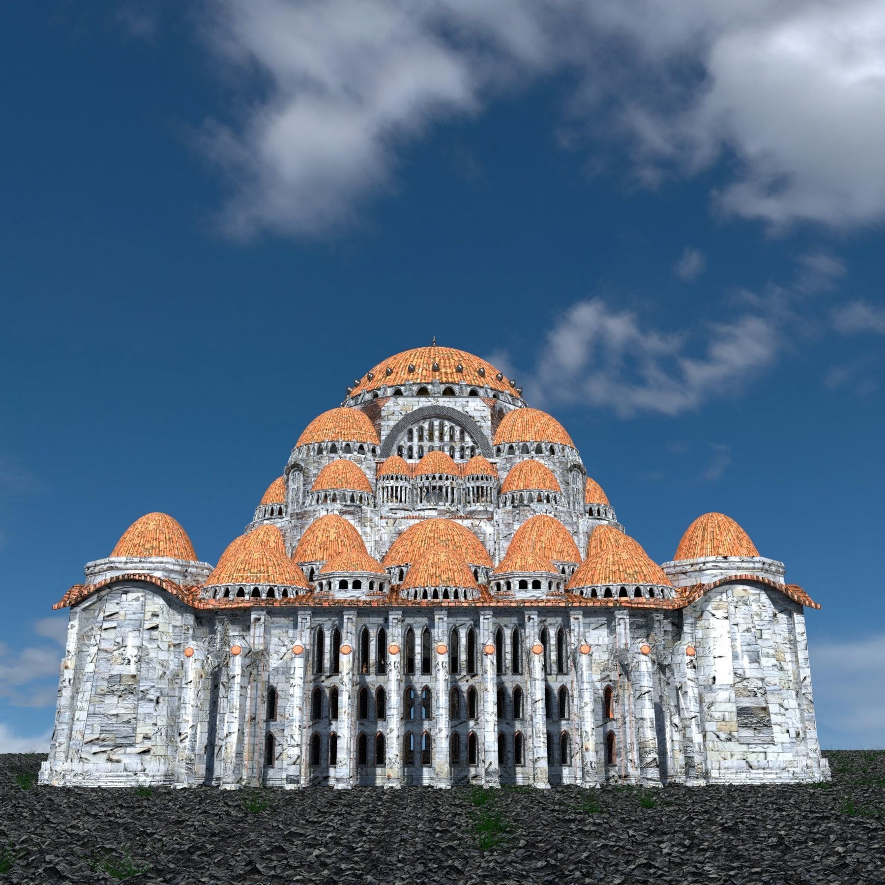 Byzantine Cathedral - Exterior and Interior 3D model_4