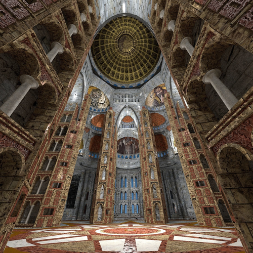 Byzantine Cathedral - Exterior and Interior 3D model