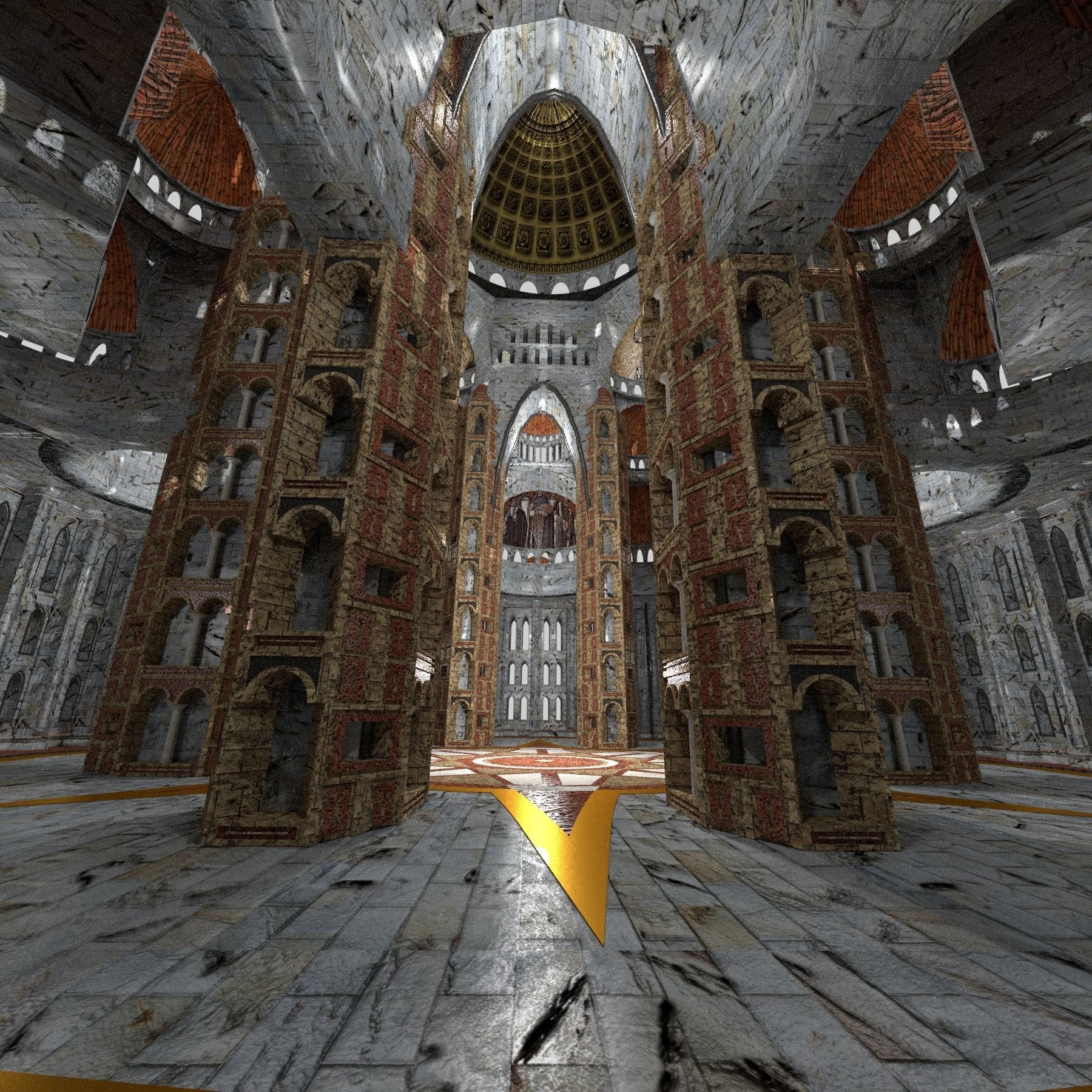 Byzantine Cathedral - Exterior and Interior 3D model_12