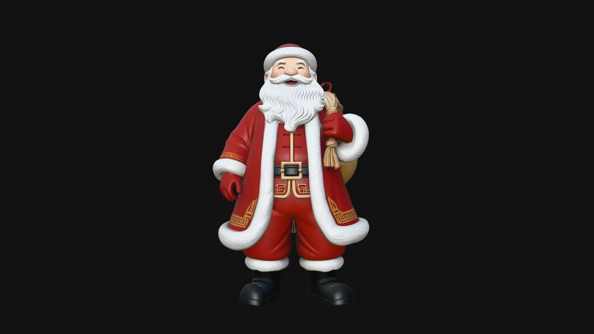 Santa Claus with Gift Sack Statue Design 2 - 3D Print Model 3D print model