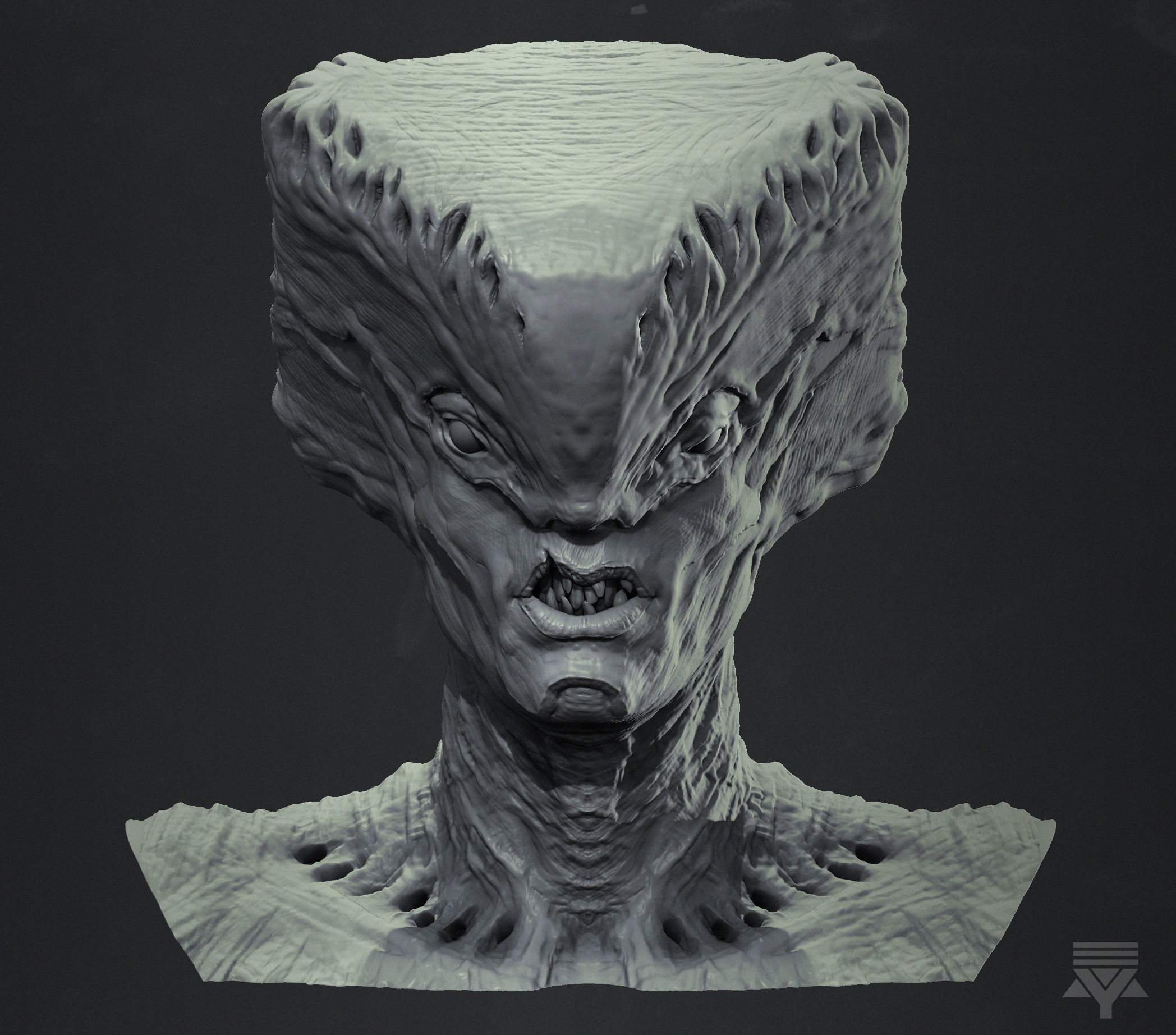 Creature Demon Bust Highpoly 3D model_3