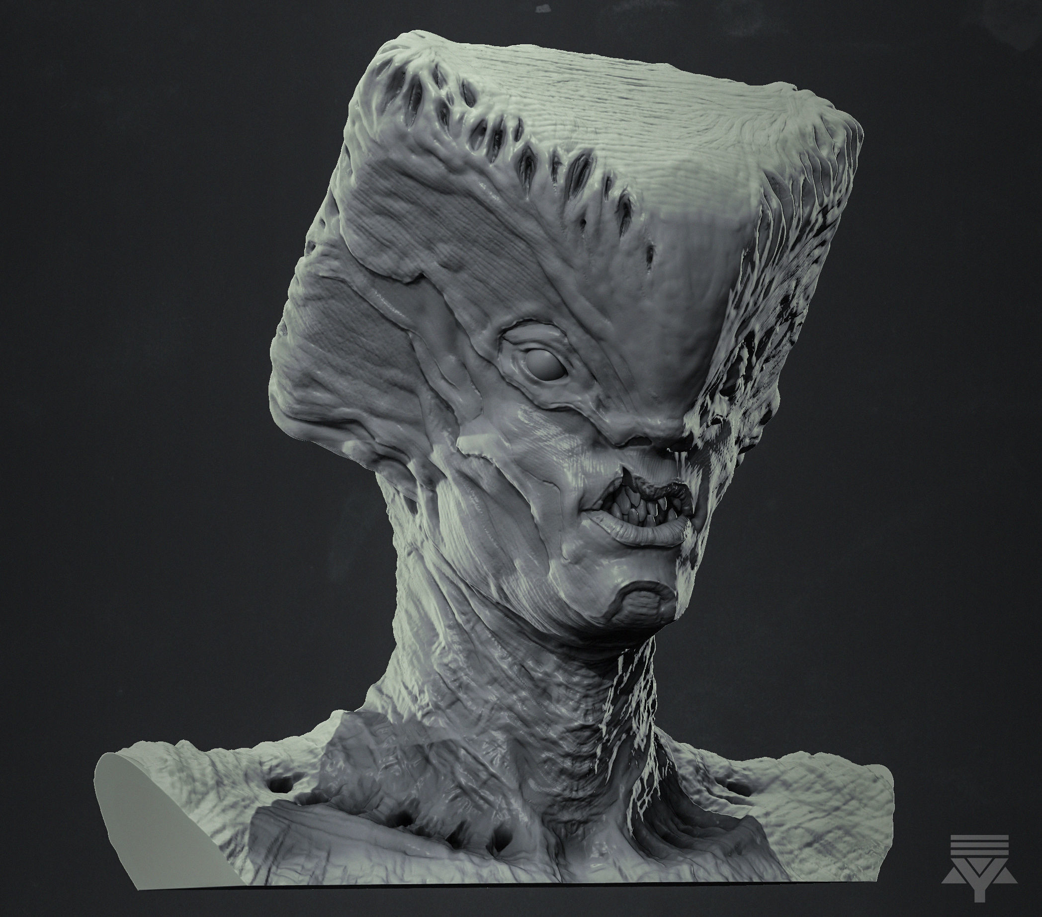 Creature Demon Bust Highpoly 3D model_1