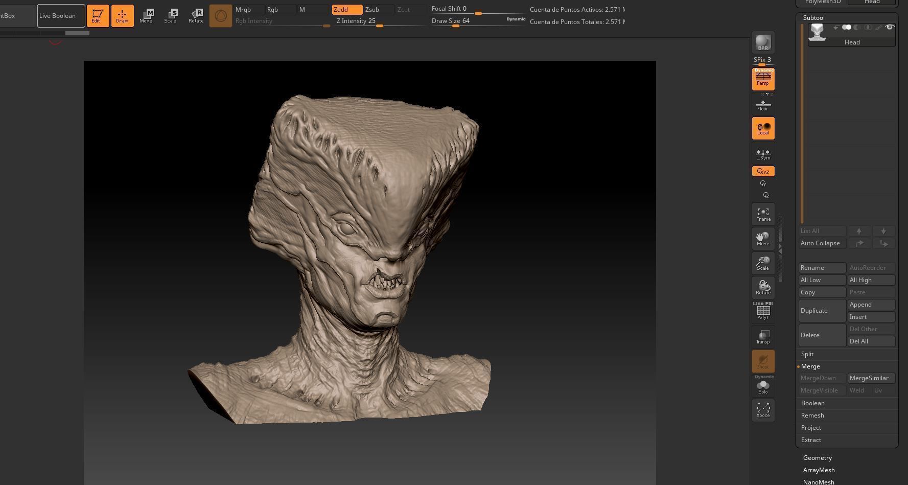 Creature Demon Bust Highpoly 3D model_5