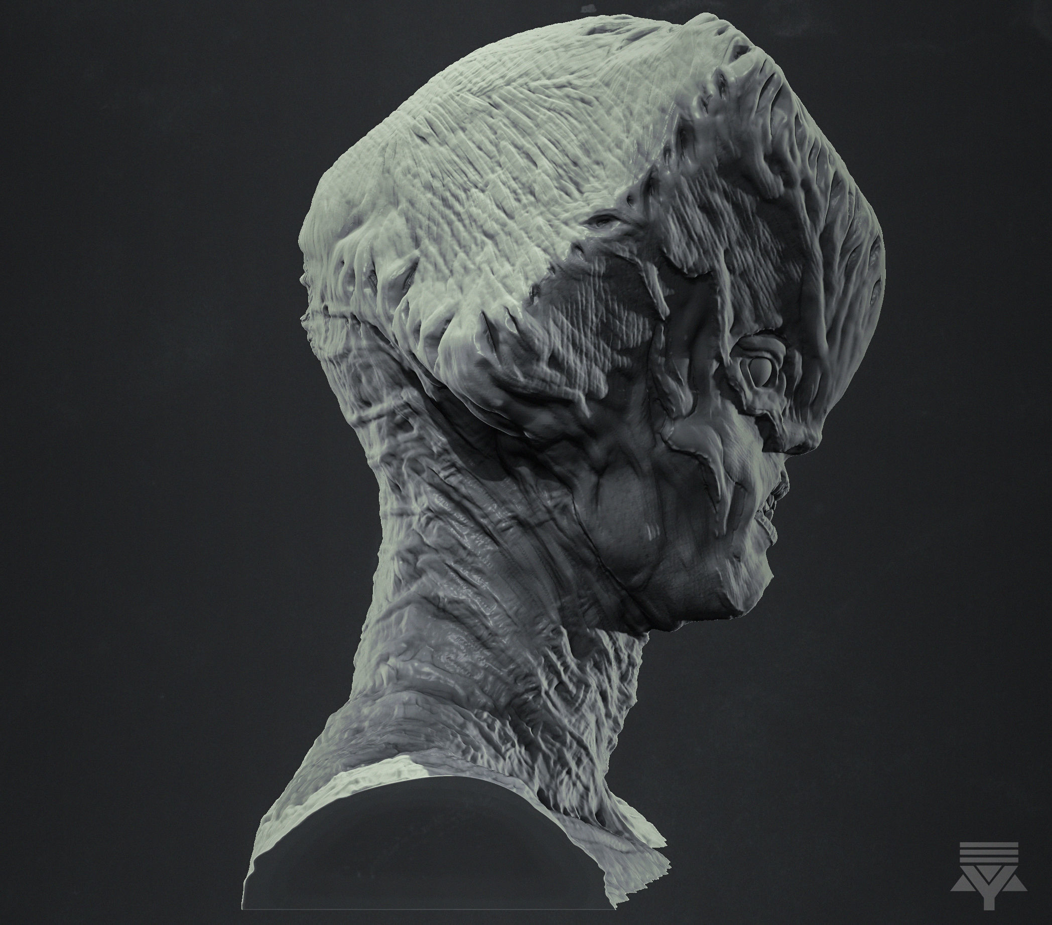 Creature Demon Bust Highpoly 3D model_2