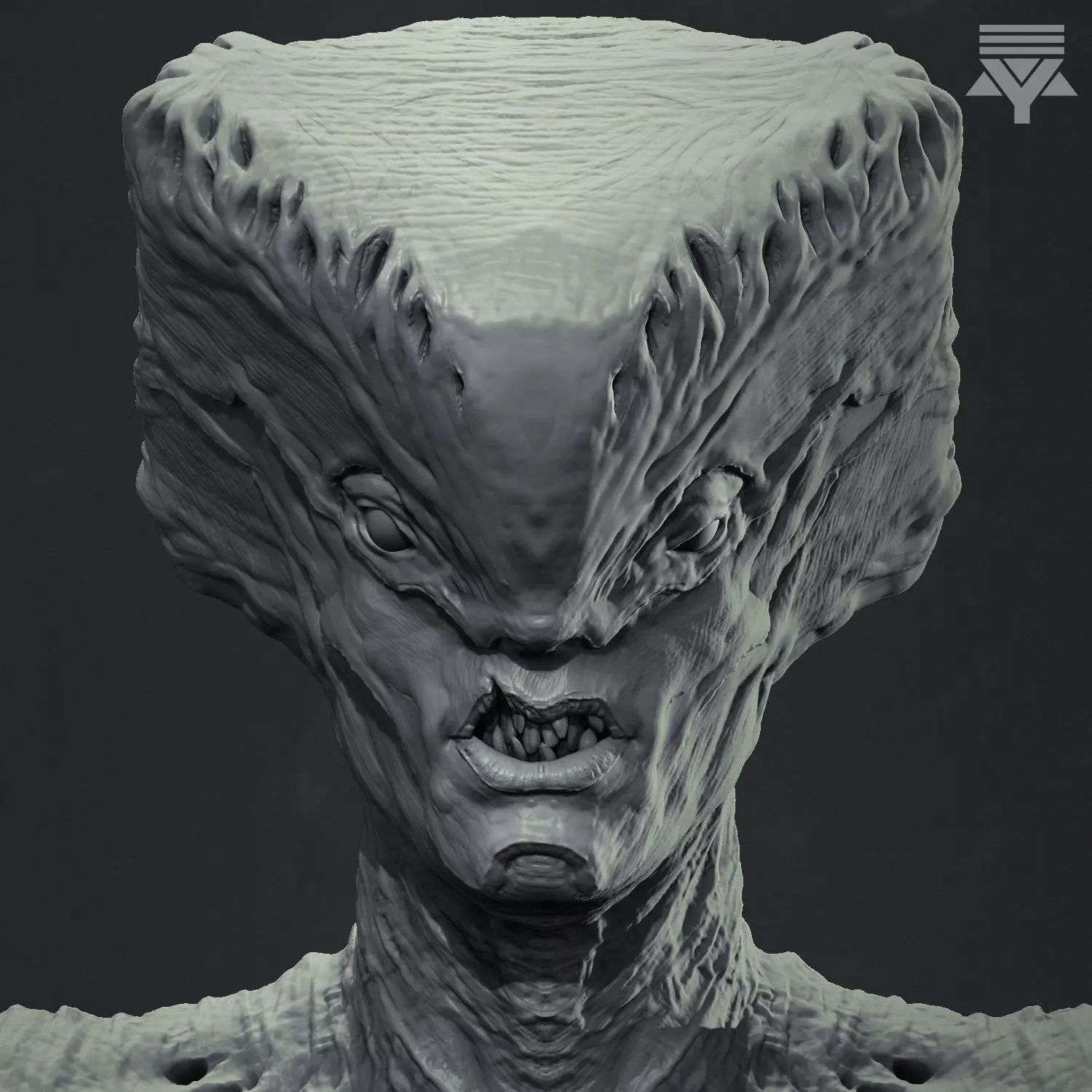 Creature Demon Bust Highpoly 3D model_0