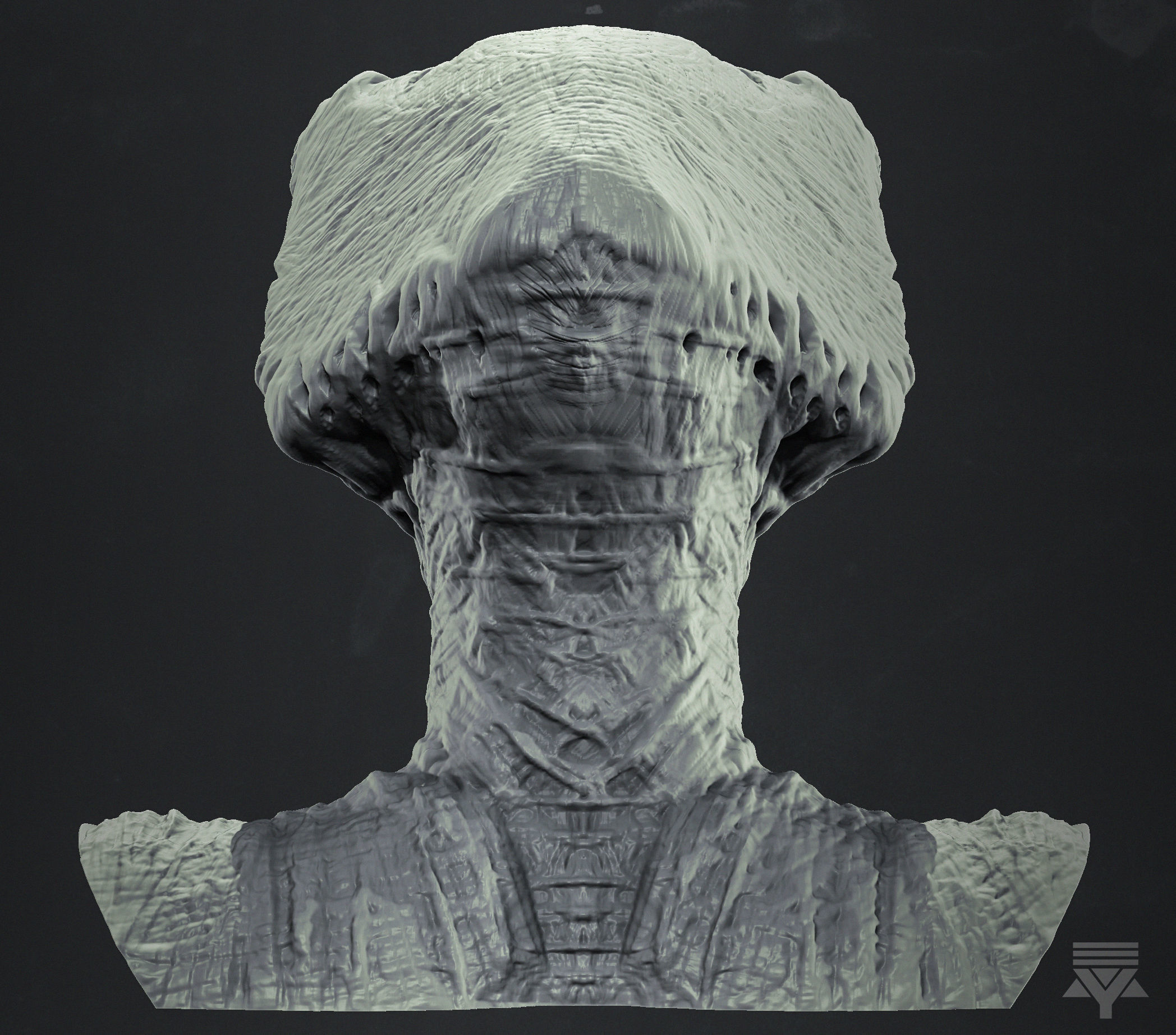 Creature Demon Bust Highpoly 3D model_4