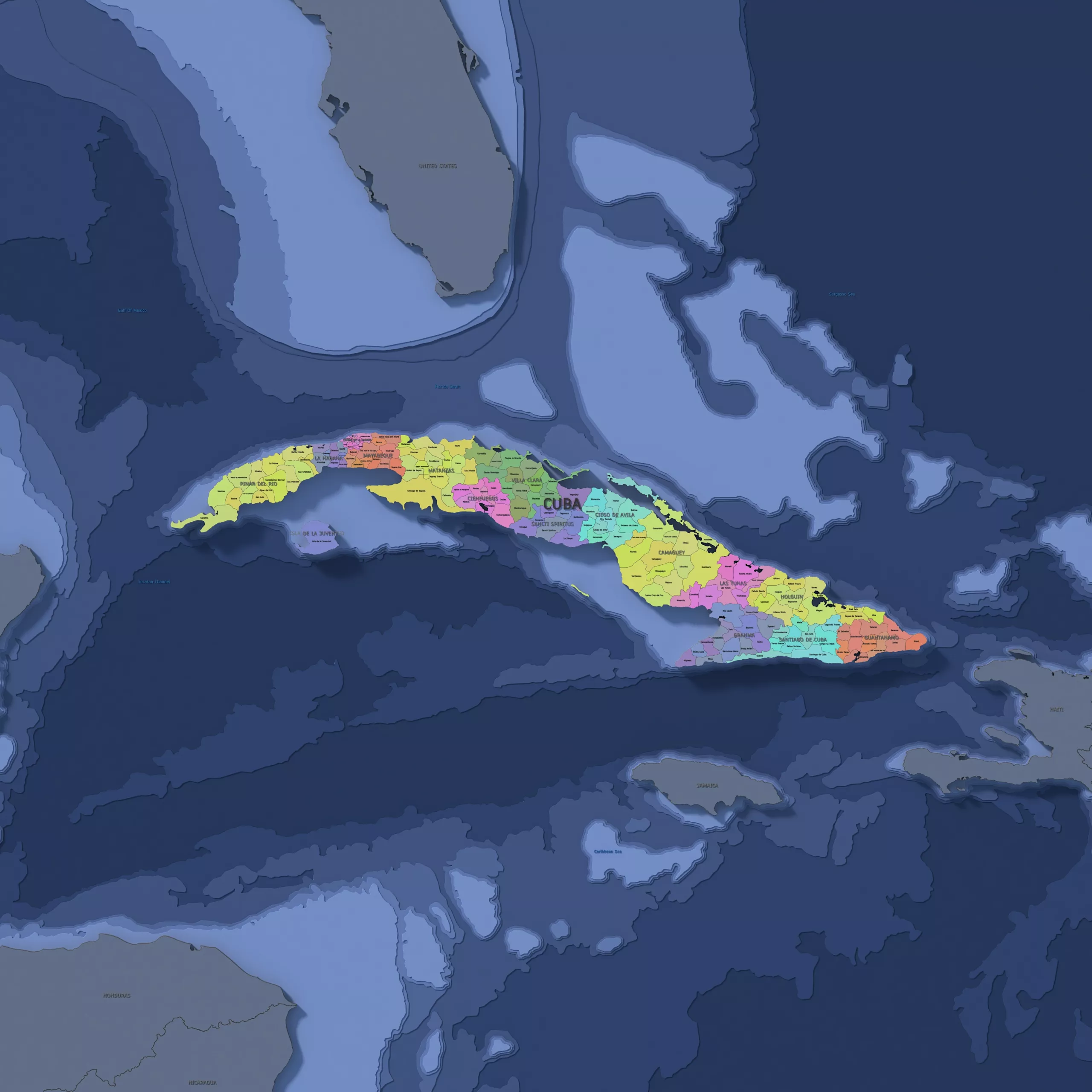 Cuba Admin 2 3D Map - LatLong 3D model