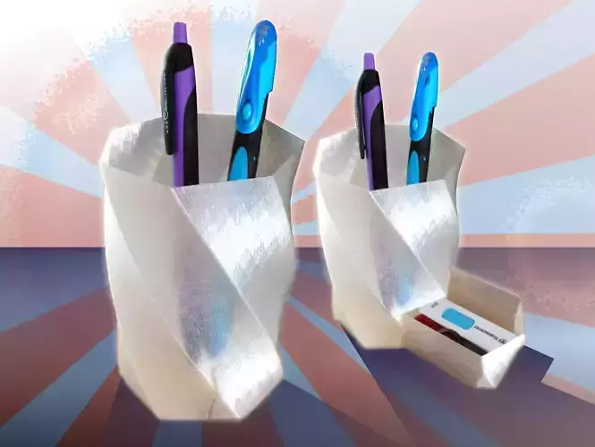 Pen Cup with a Drawer Twist 3D print model