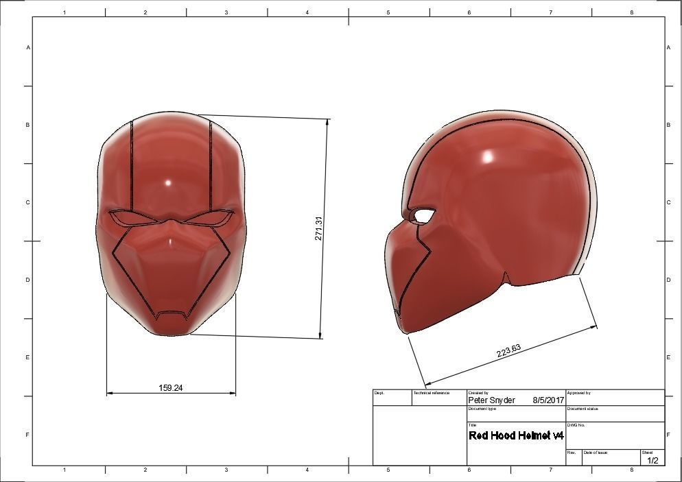 Red Hood Helmet Batman Version 2 3D print model_3