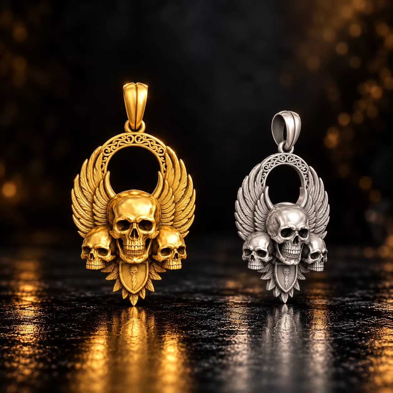 Skull Shadows- one inch pendant 3D print model