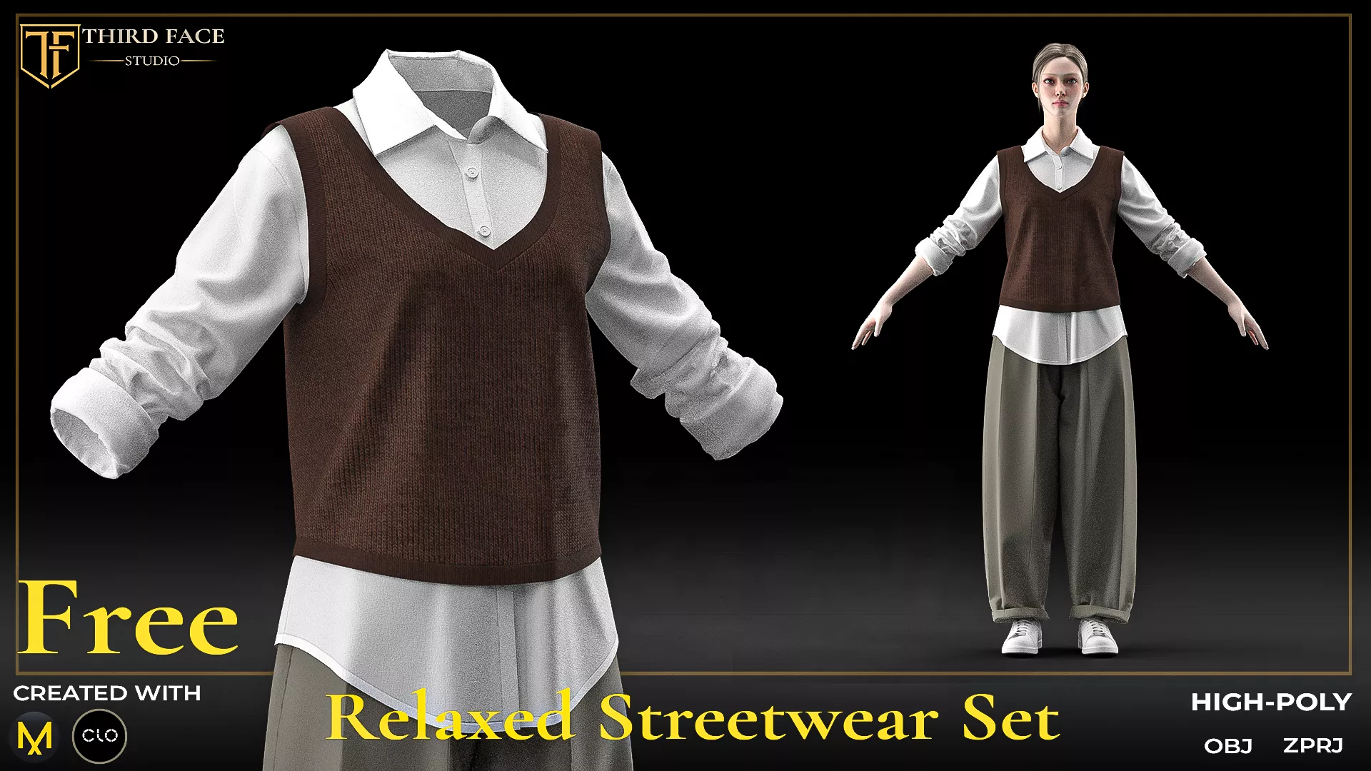 Free Relaxed Streetwear Set Free 3D model