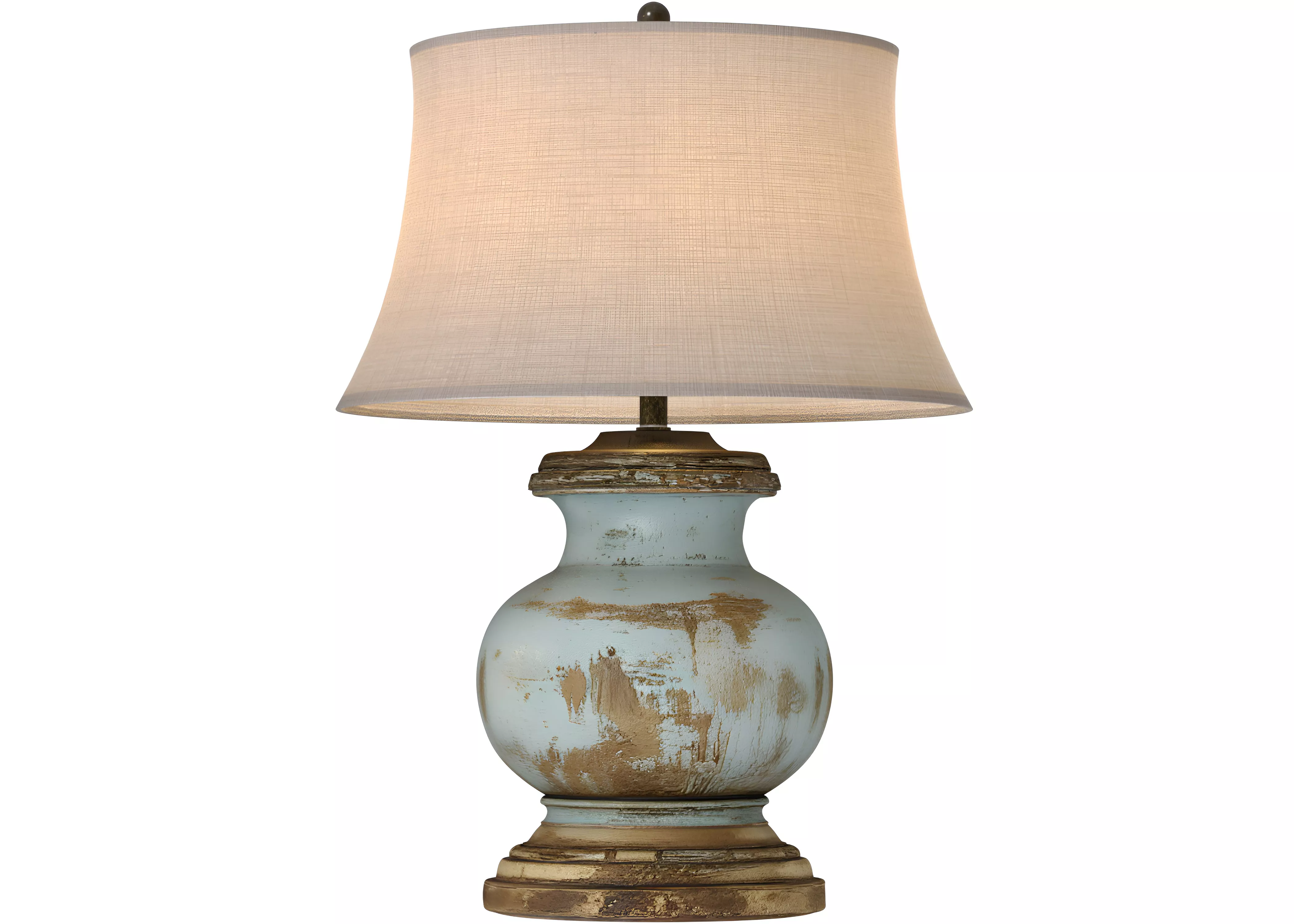 Rustic Provencal Nightstand Table Lamp Distressed Wooden Base 3D model