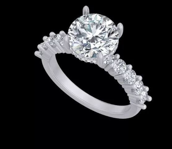 Round Cut Diamond Engagement Ring 3D print model