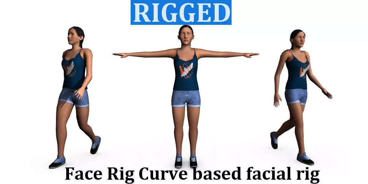 Casual Female 01 Low-poly 3D model_0