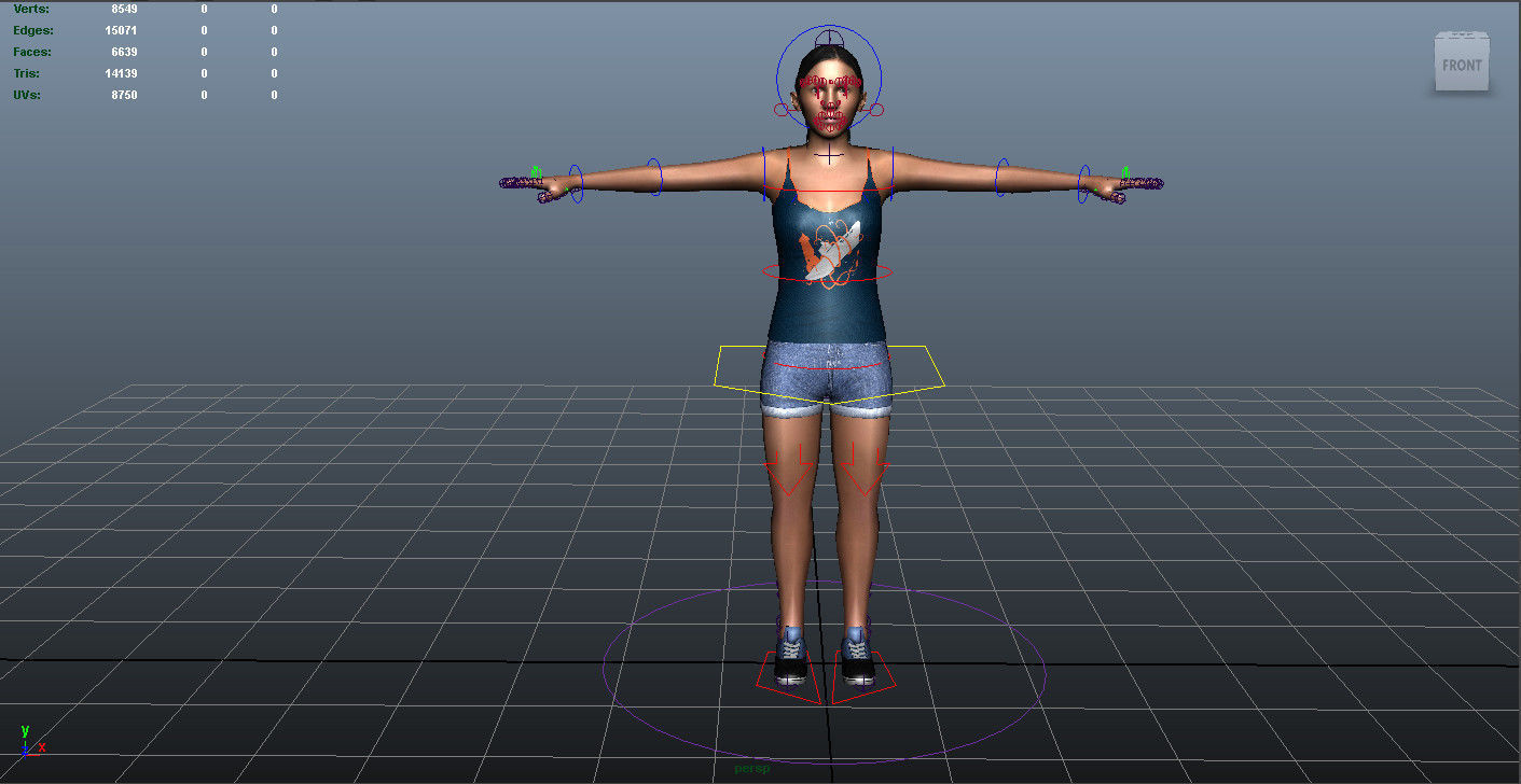 Casual Female 01 Low-poly 3D model_9