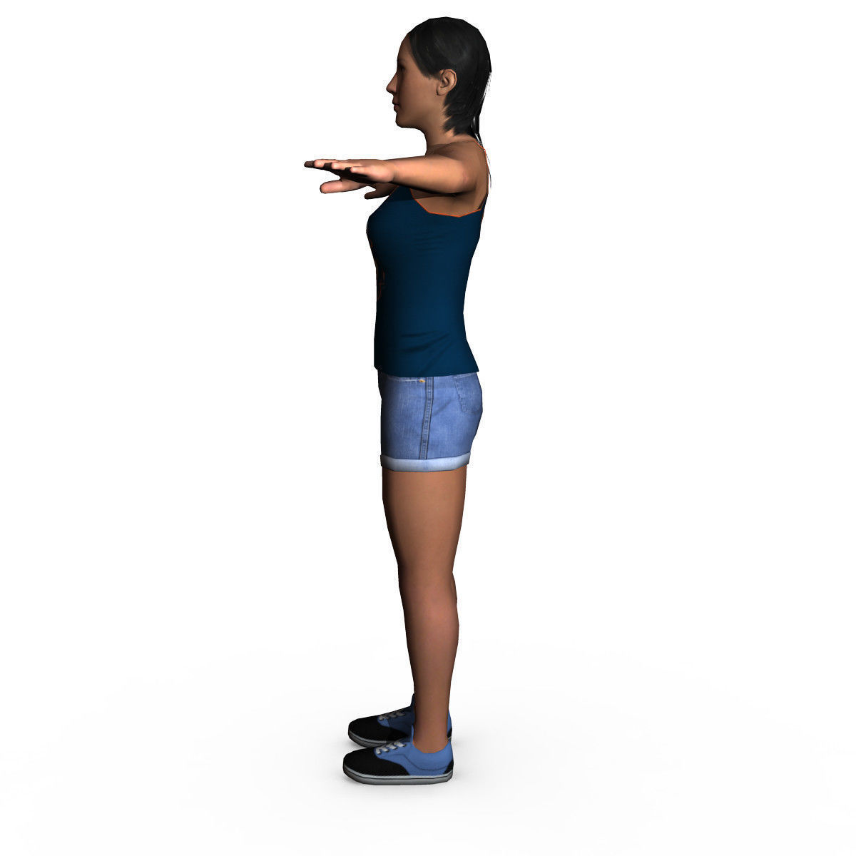 Casual Female 01 Low-poly 3D model_4