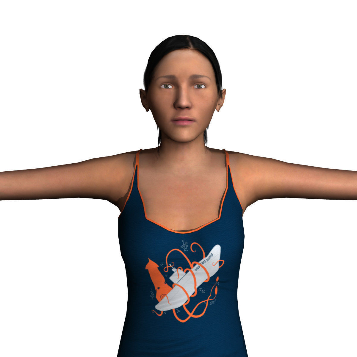 Casual Female 01 Low-poly 3D model_5