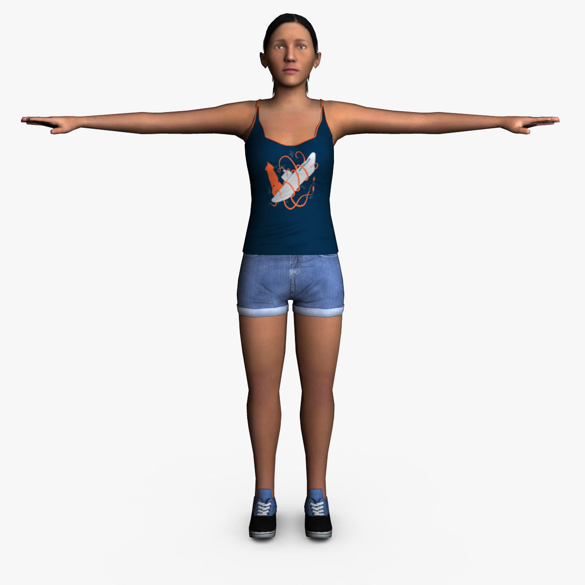 Casual Female 01 Low-poly 3D model_1