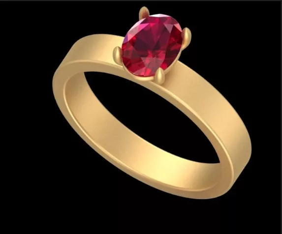Oval Gemstone Solitaire Ring 3D Model Free 3D print model