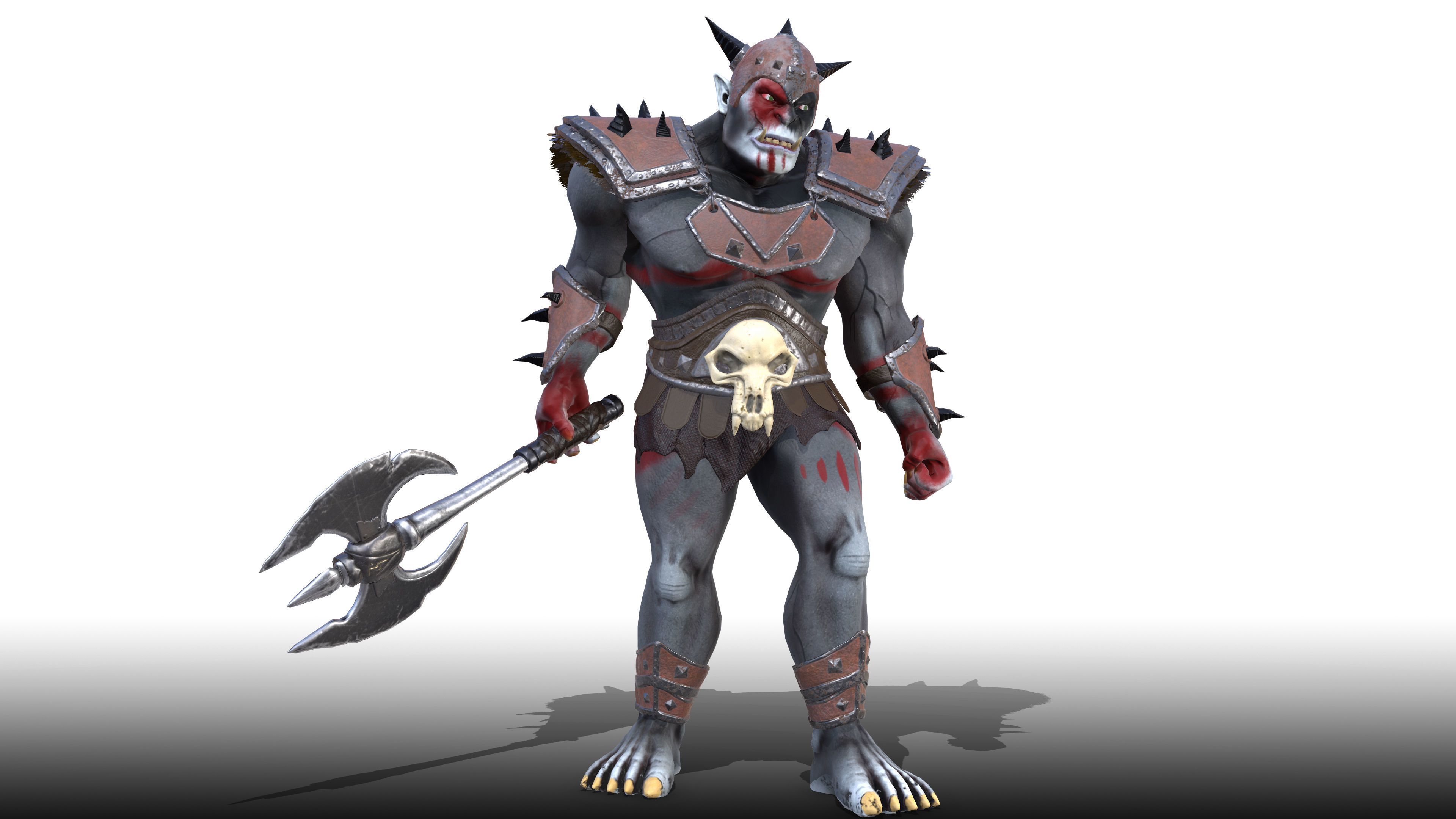 ORC rigged animated low poly PBR  game character Low-poly 3D model_11