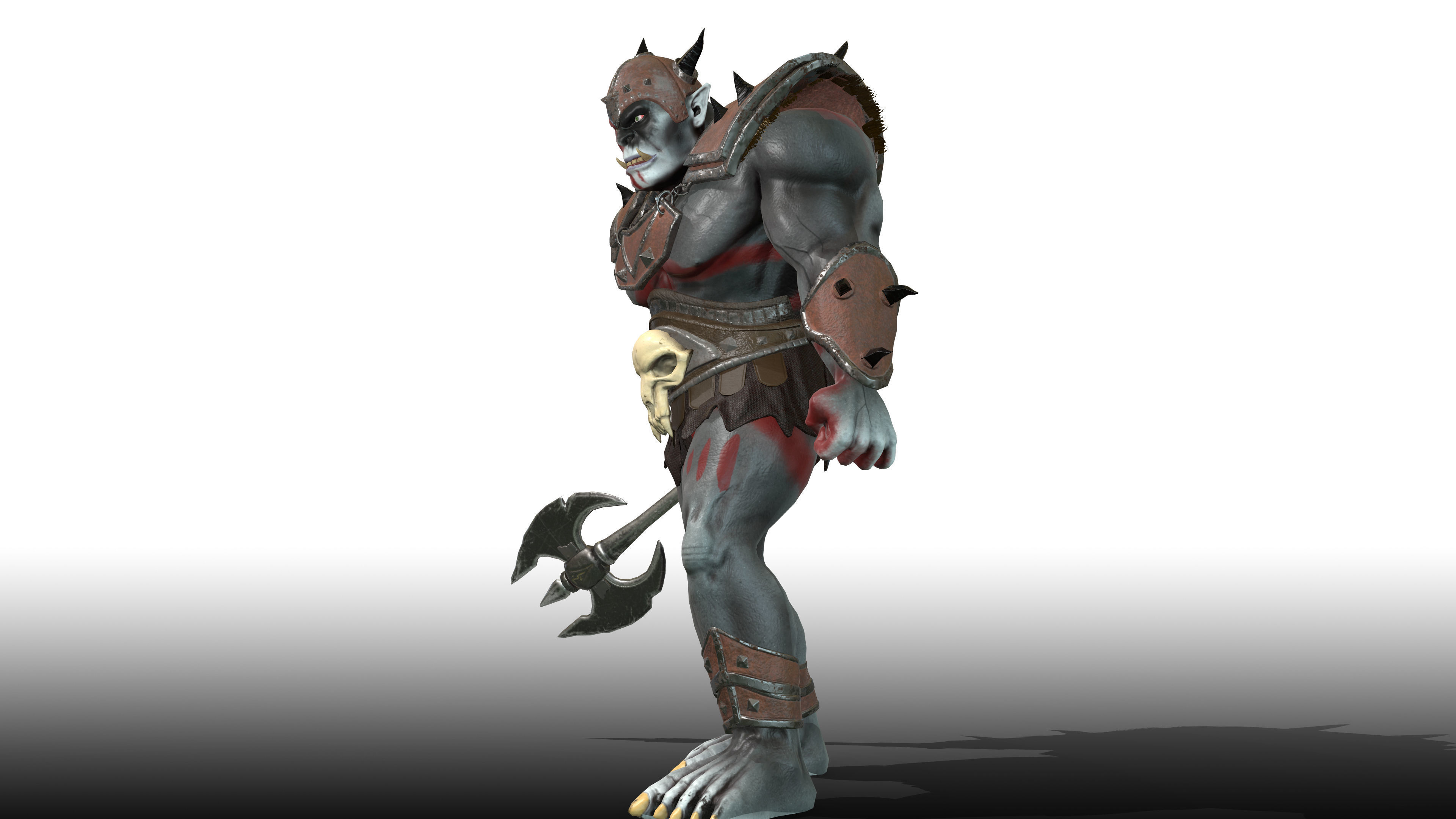 ORC rigged animated low poly PBR  game character Low-poly 3D model_14