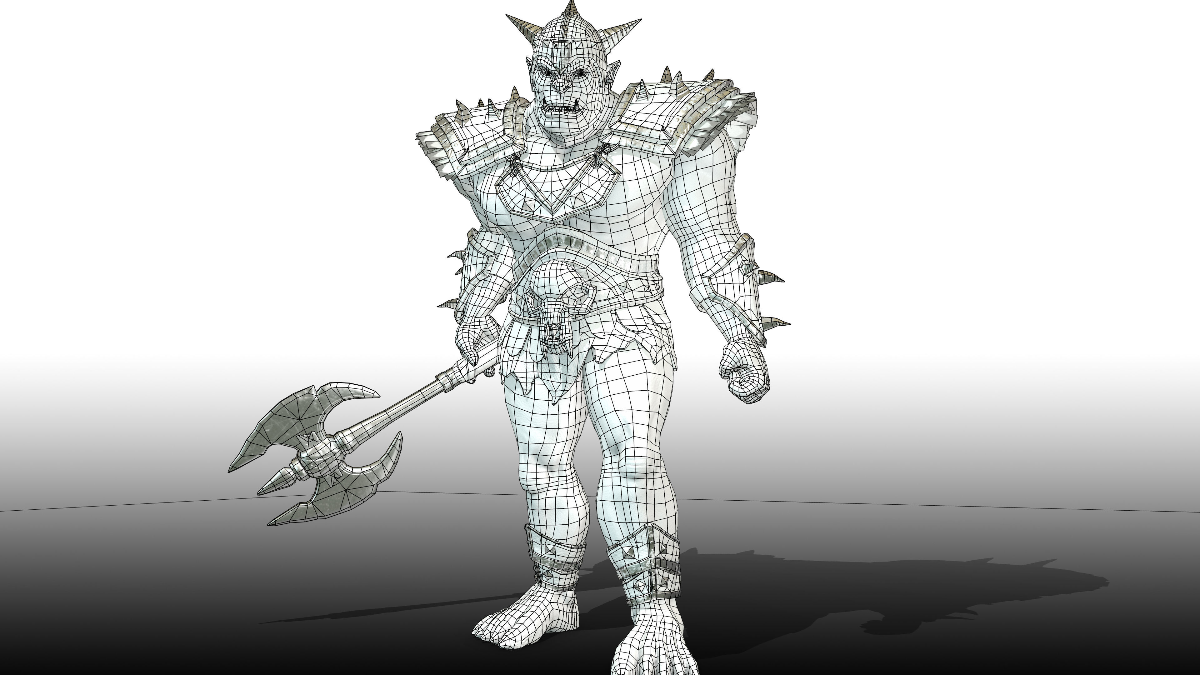 ORC rigged animated low poly PBR  game character Low-poly 3D model_4