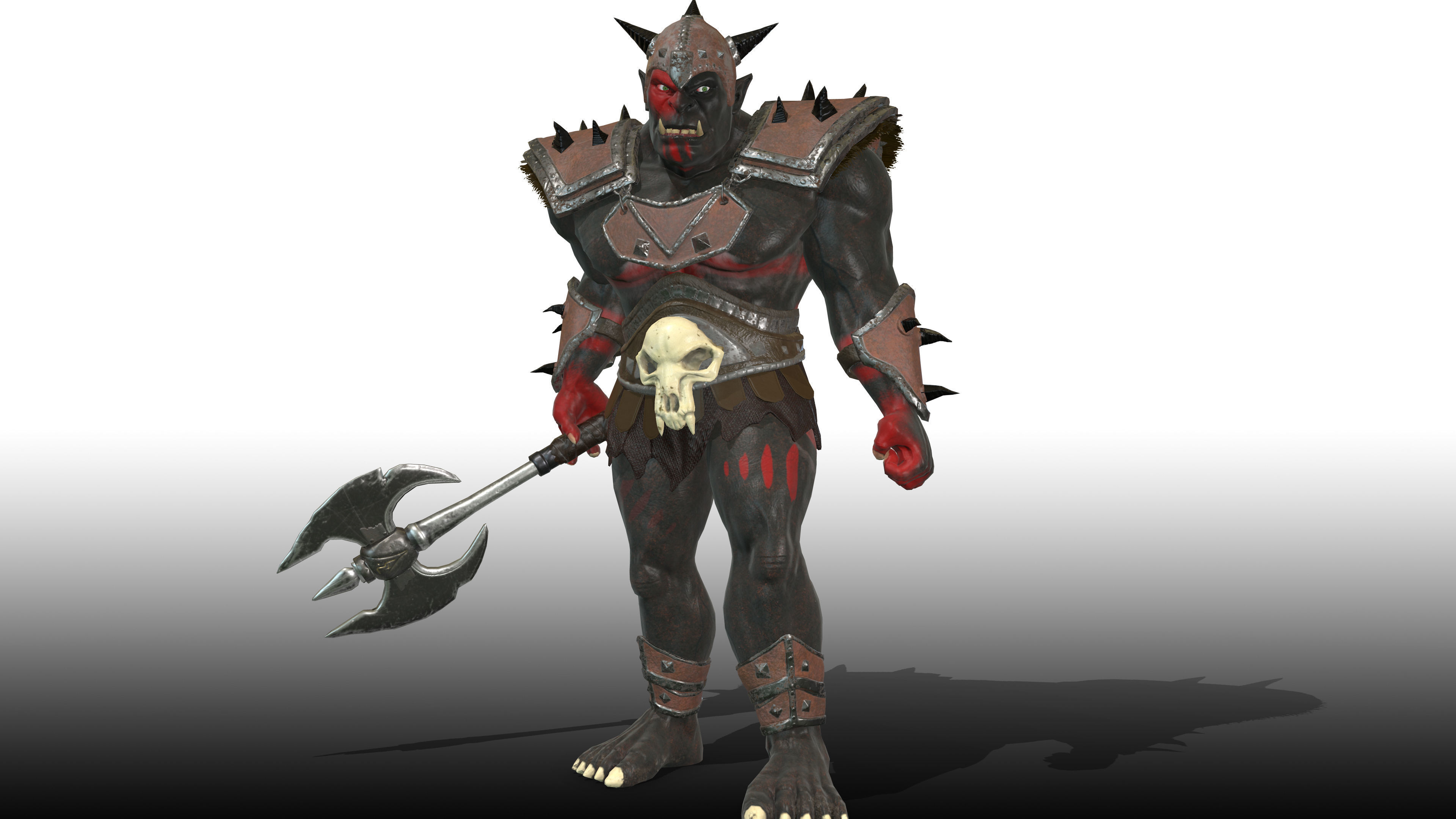 ORC rigged animated low poly PBR  game character Low-poly 3D model_9