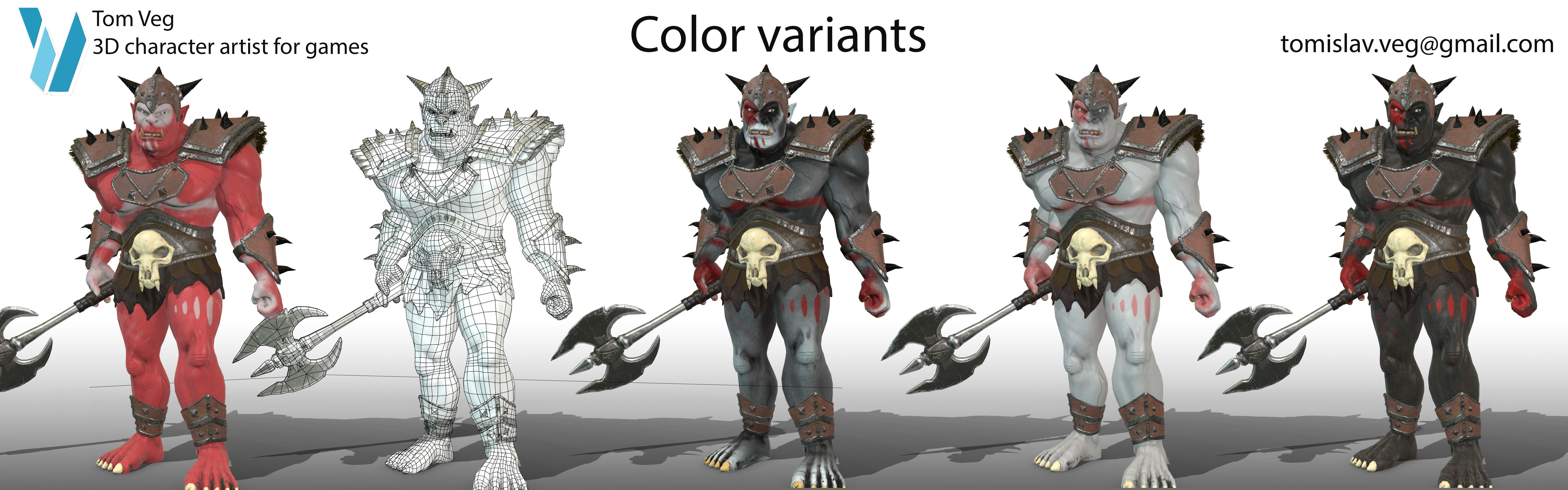 ORC rigged animated low poly PBR  game character Low-poly 3D model_6