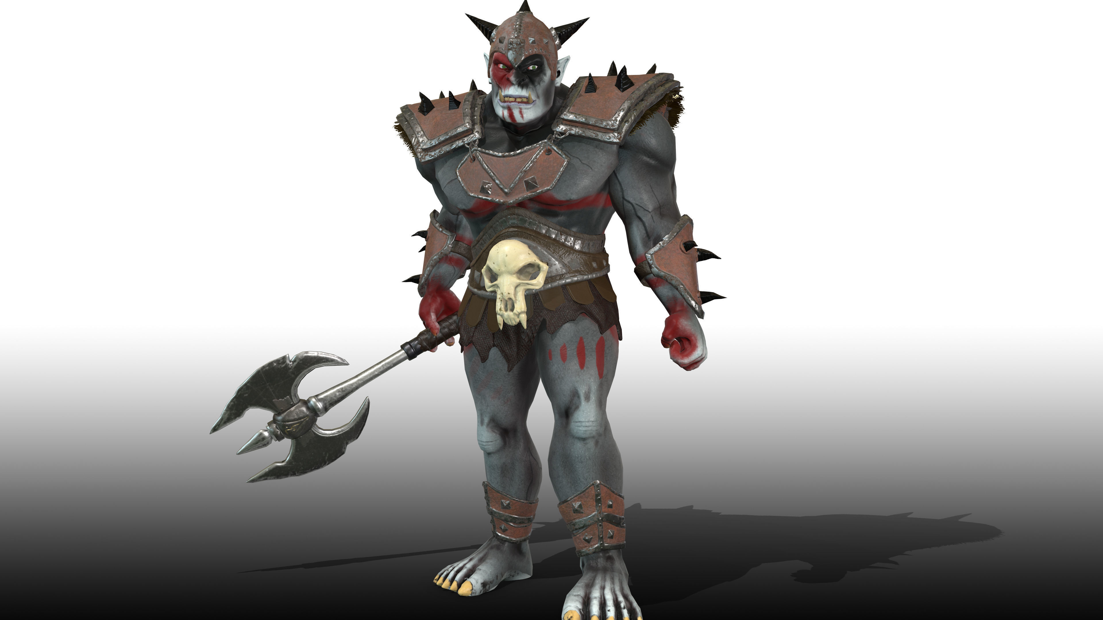 ORC rigged animated low poly PBR  game character Low-poly 3D model_8