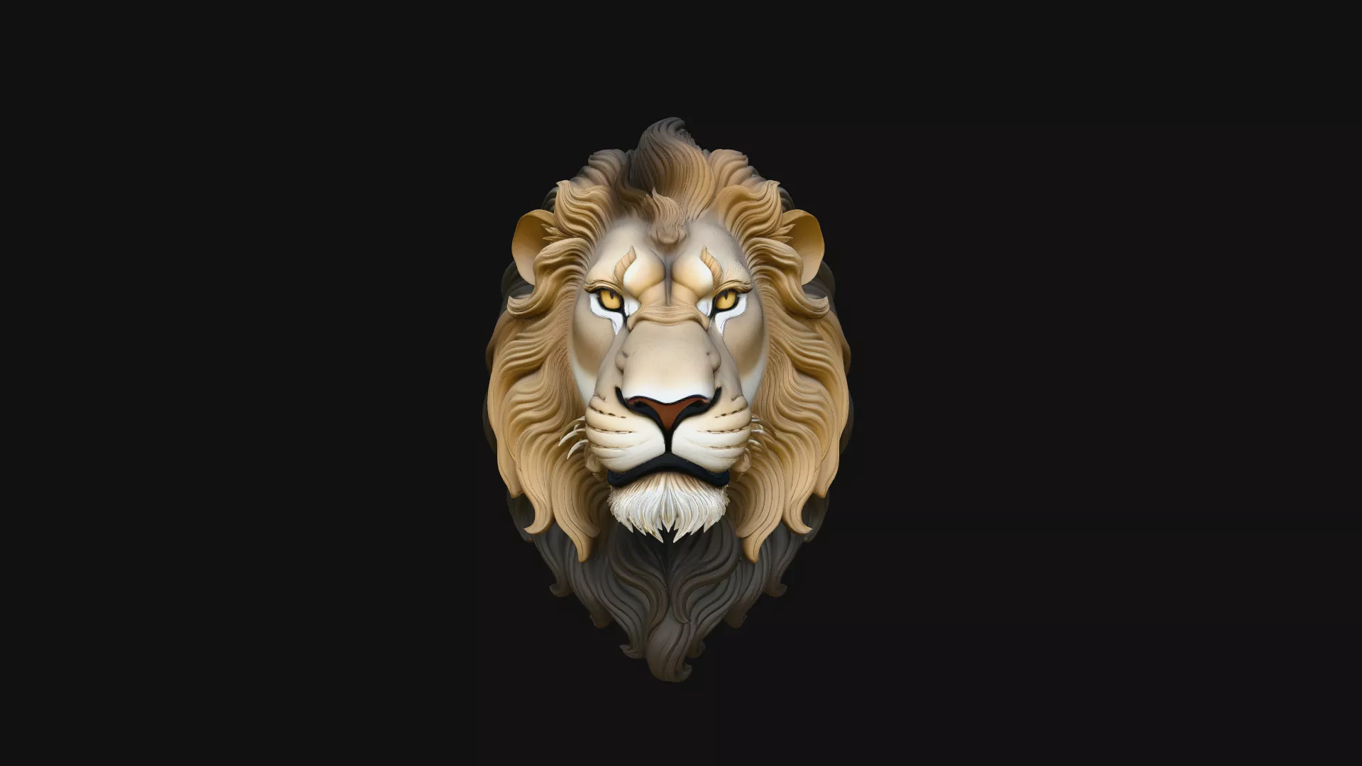 Lion Head Wall Plaque Design 3 - 3D Print Model 3D print model