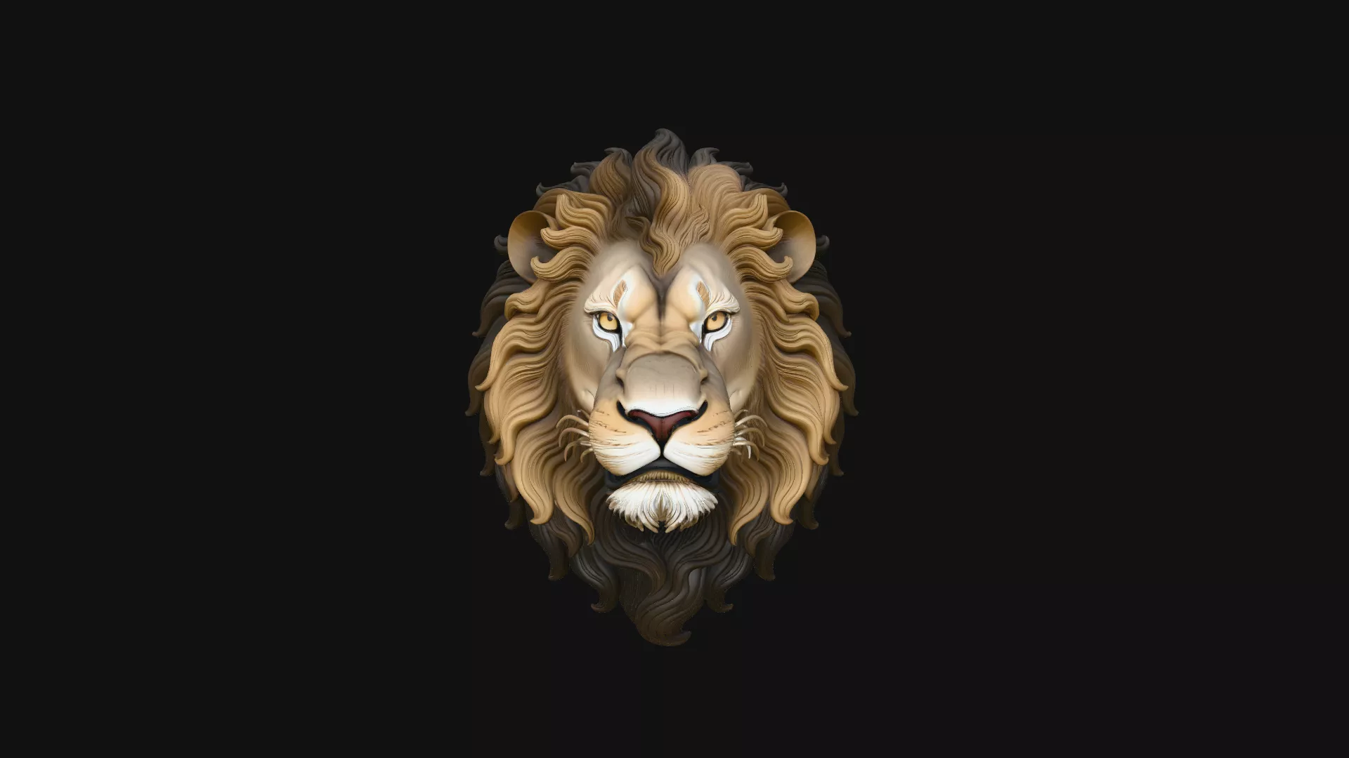Lion Head Wall Plaque Design 4 - 3D Print Model 3D print model