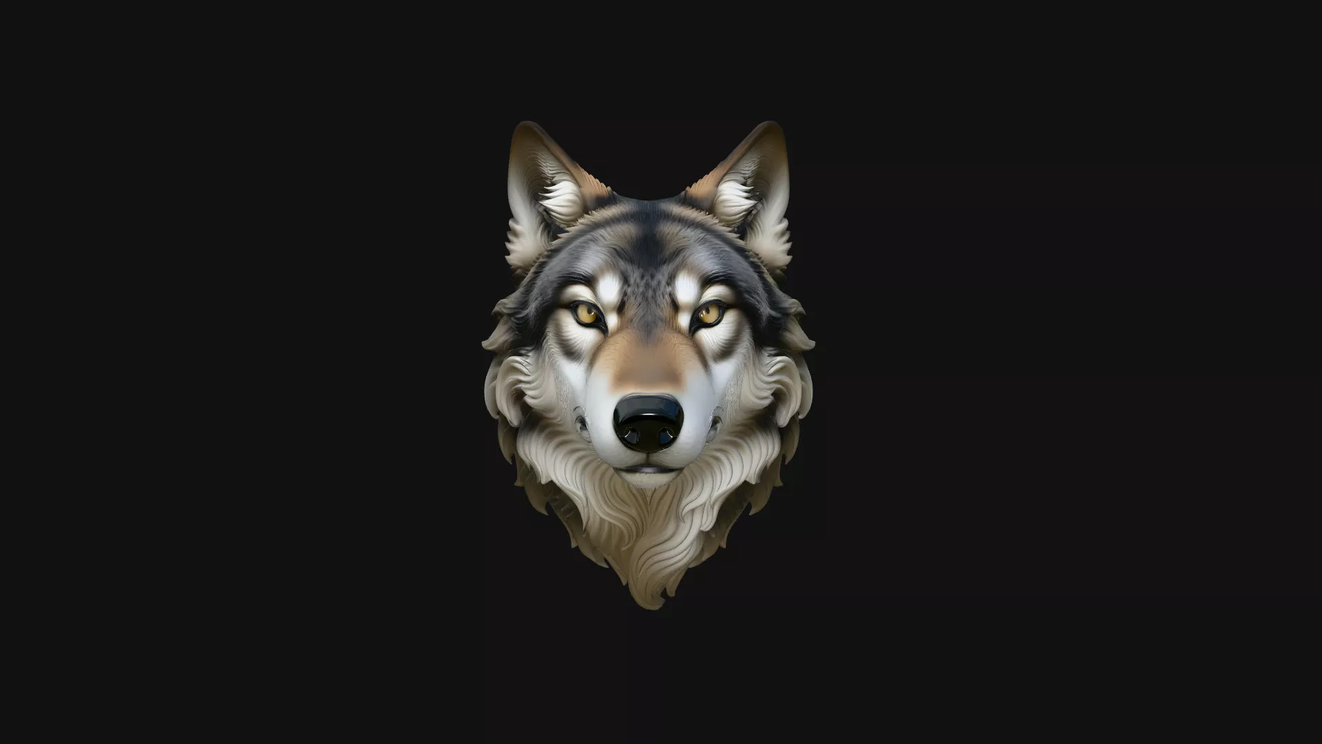 Wolf Head Wall Plaque Design 2 - 3D Print Model 3D print model
