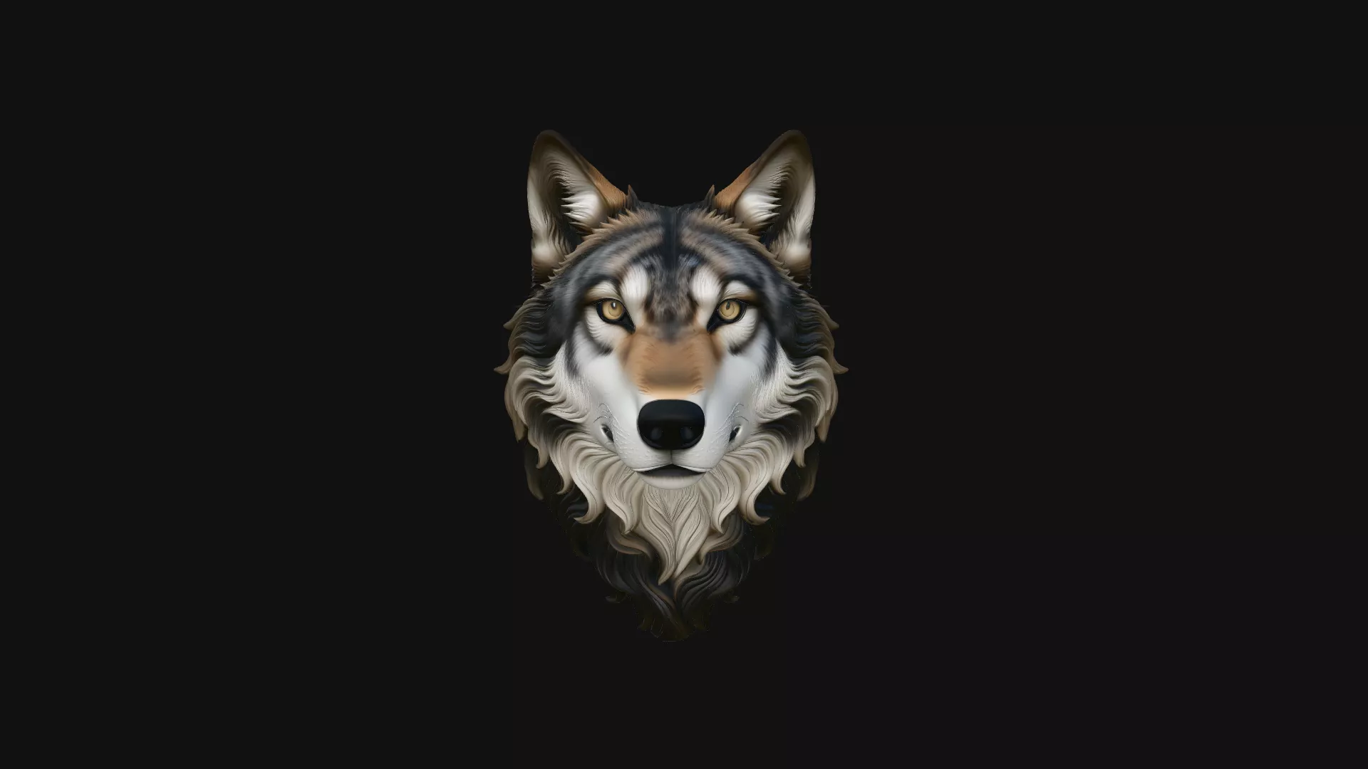 Wolf Head Wall Plaque Design 3 - 3D Print Model 3D print model