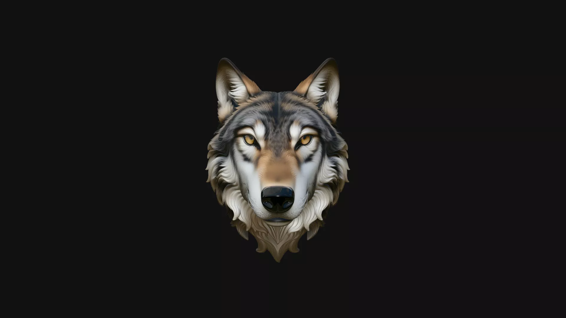 Wolf Head Wall Plaque Design 4 - 3D Print Model 3D print model