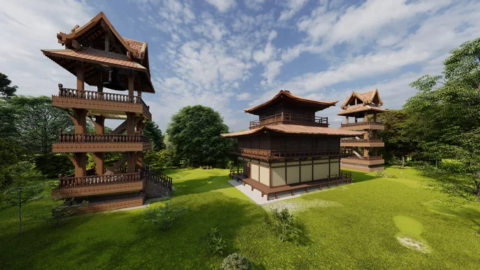 Japan Traditional House-Japanese Modular-Chinese Style