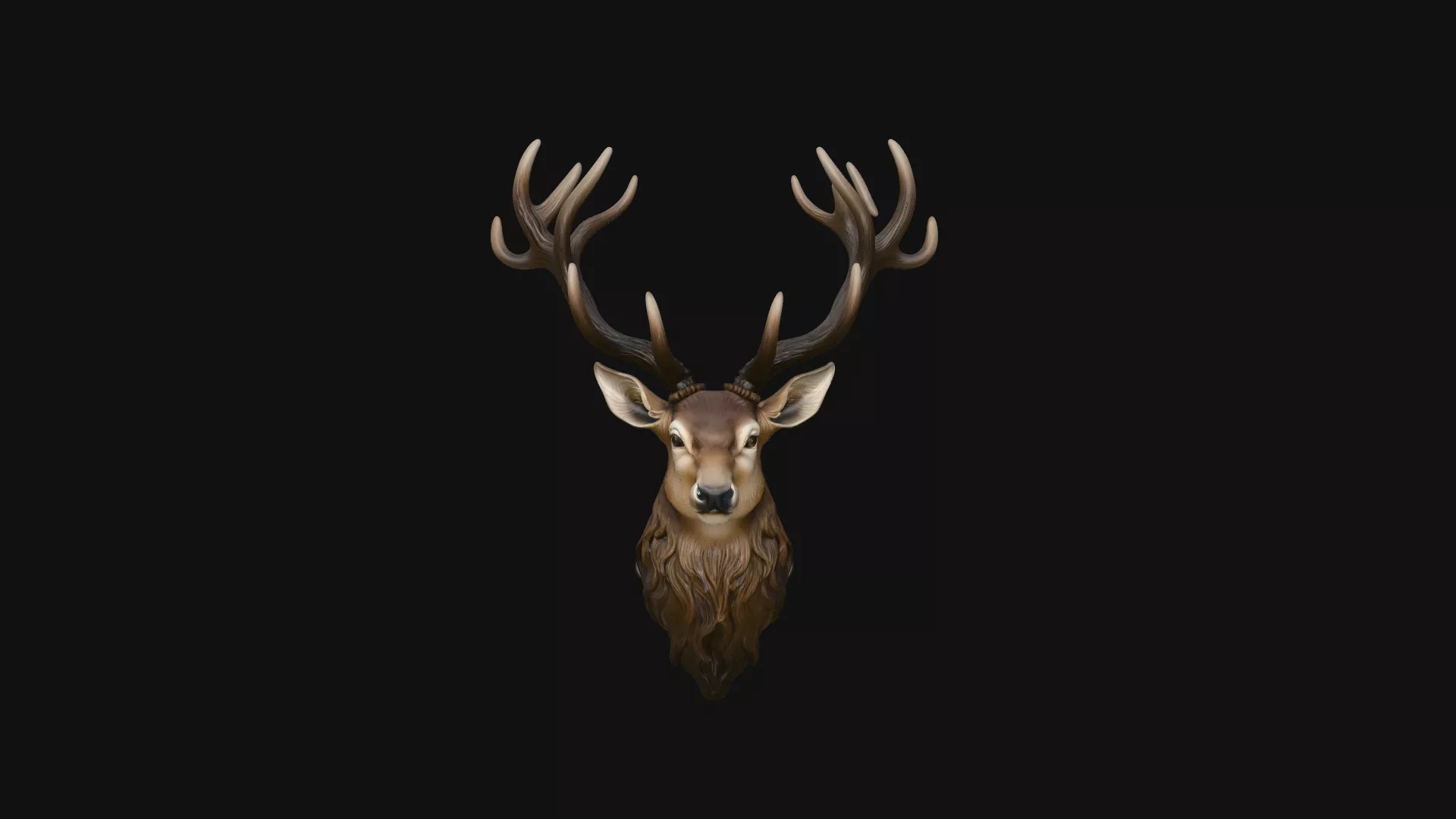 Stag Head Wall Plaque Design 1 - 3D Print Model 3D print model
