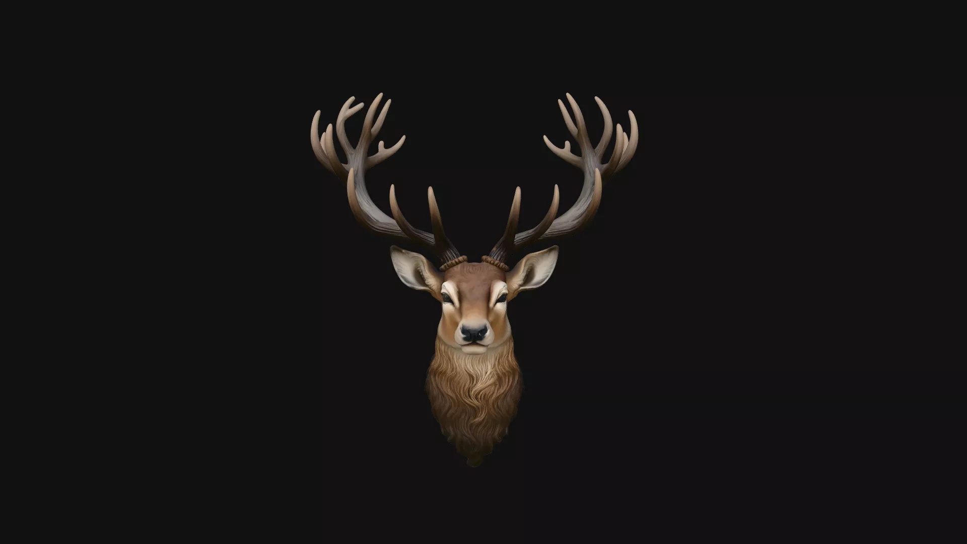Stag Head Wall Plaque Design 3 - 3D Print Model 3D print model