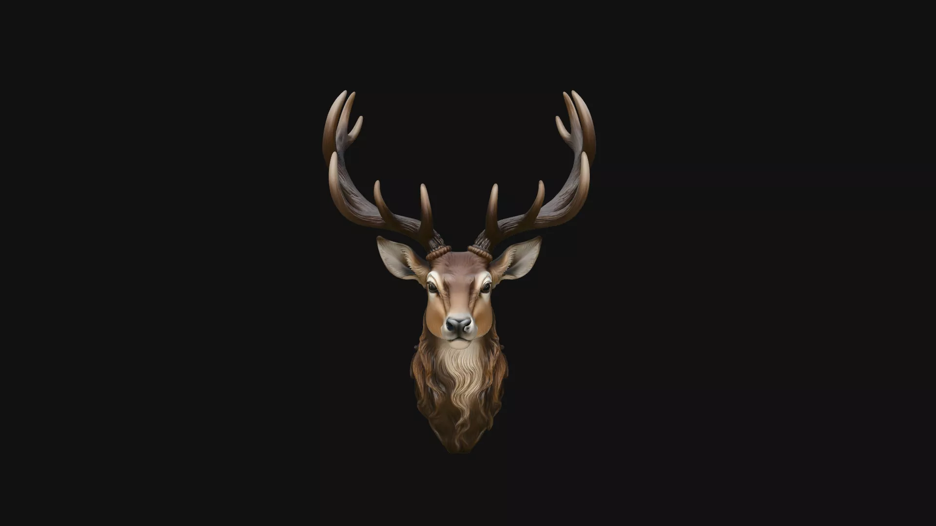 Stag Head Wall Plaque Design 4 - 3D Print Model 3D print model