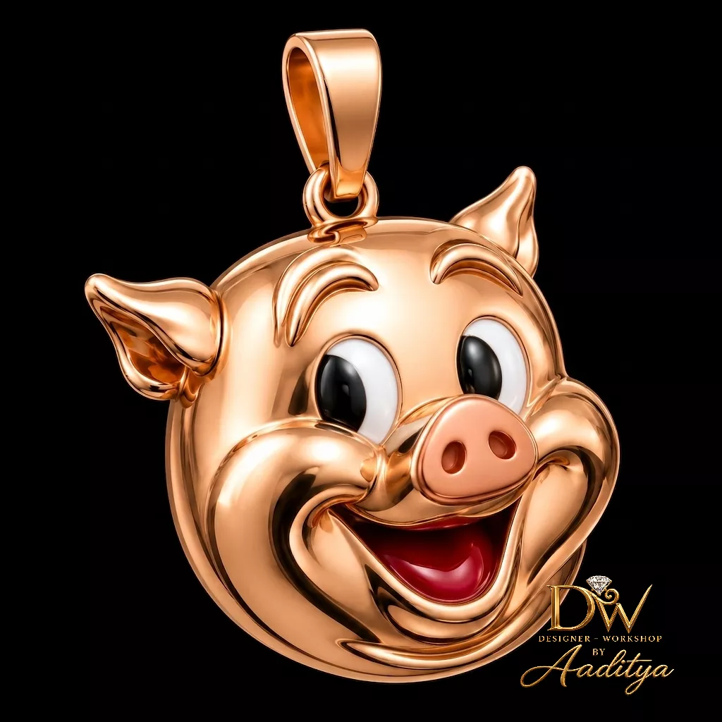 Cartoon Happy Pig Pendant 3D print model
