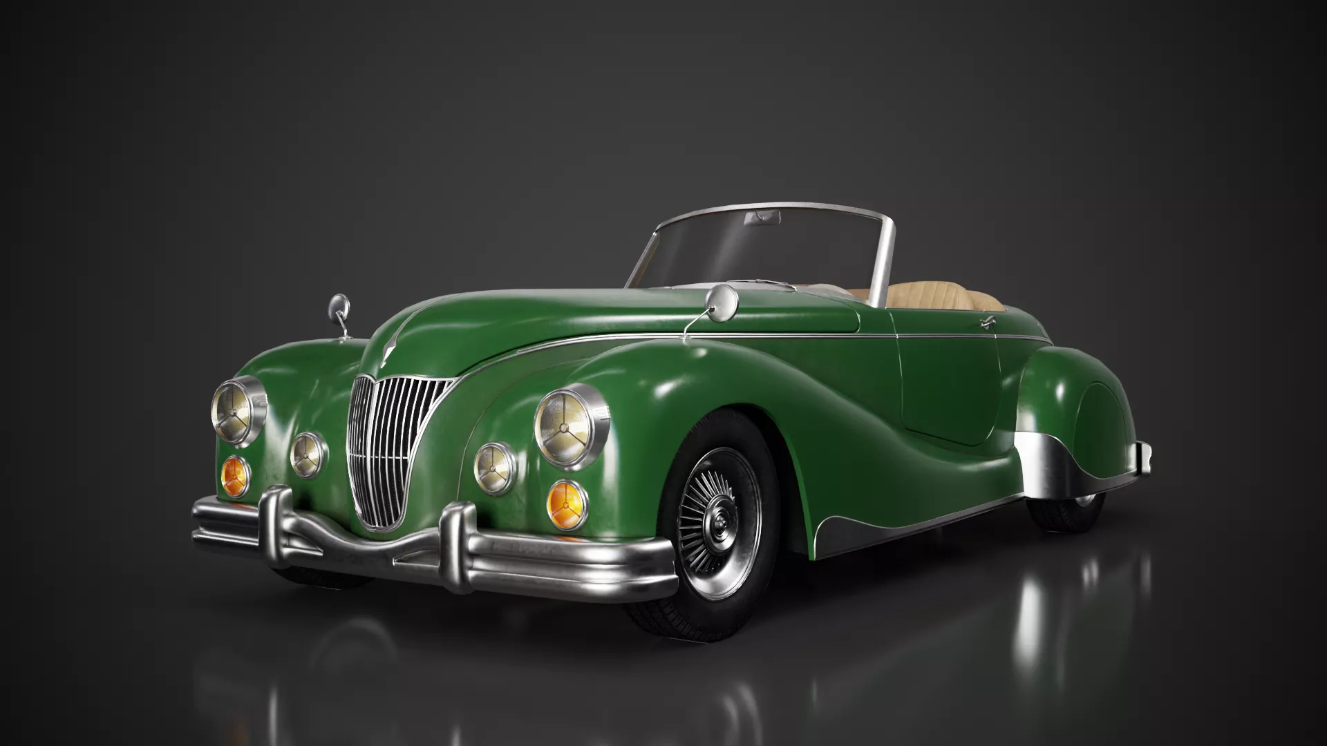 Retro Roadster Car Game Ready Low-poly 3D model