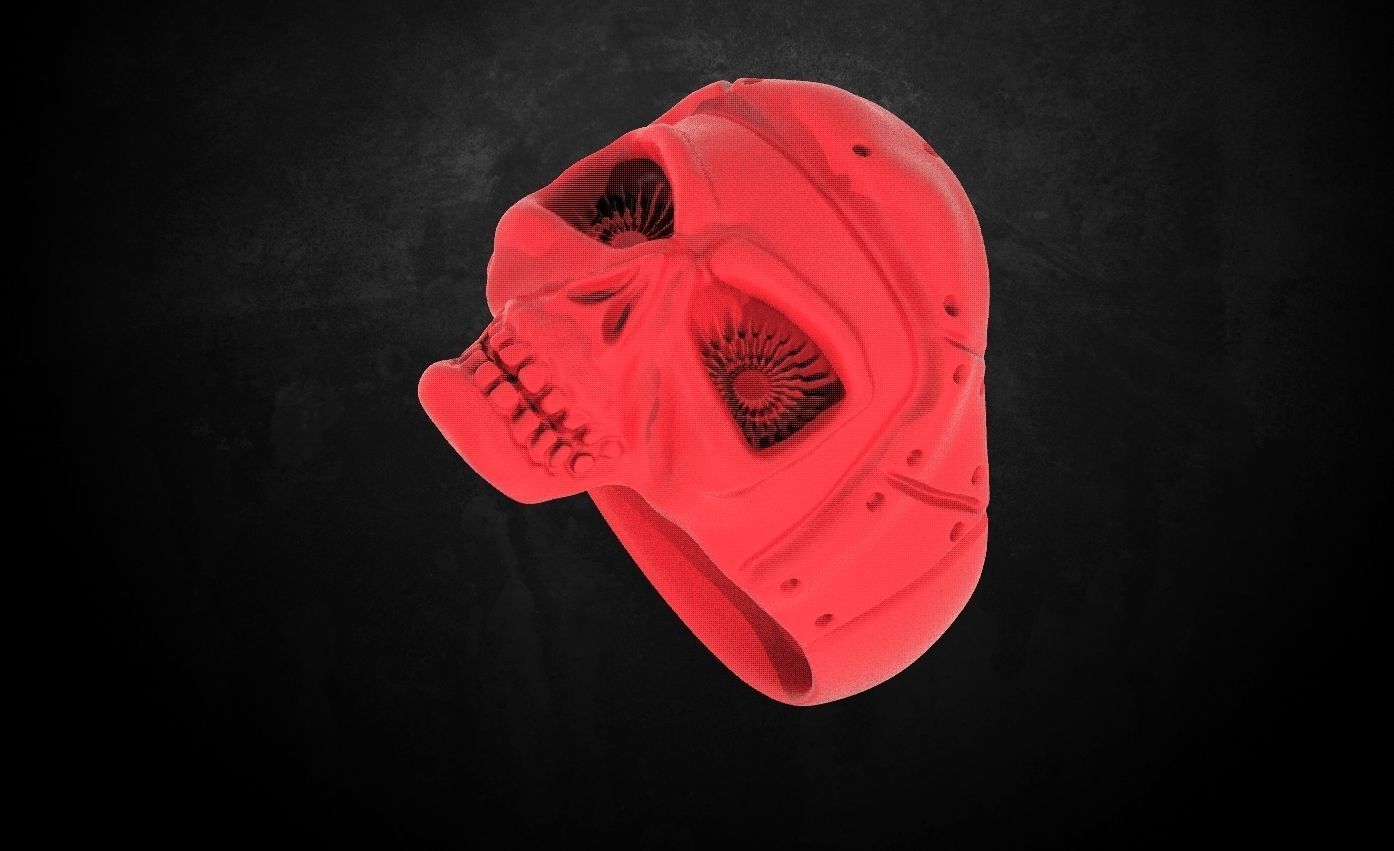 Ring with a skull of the pilot 125 3D print model_8