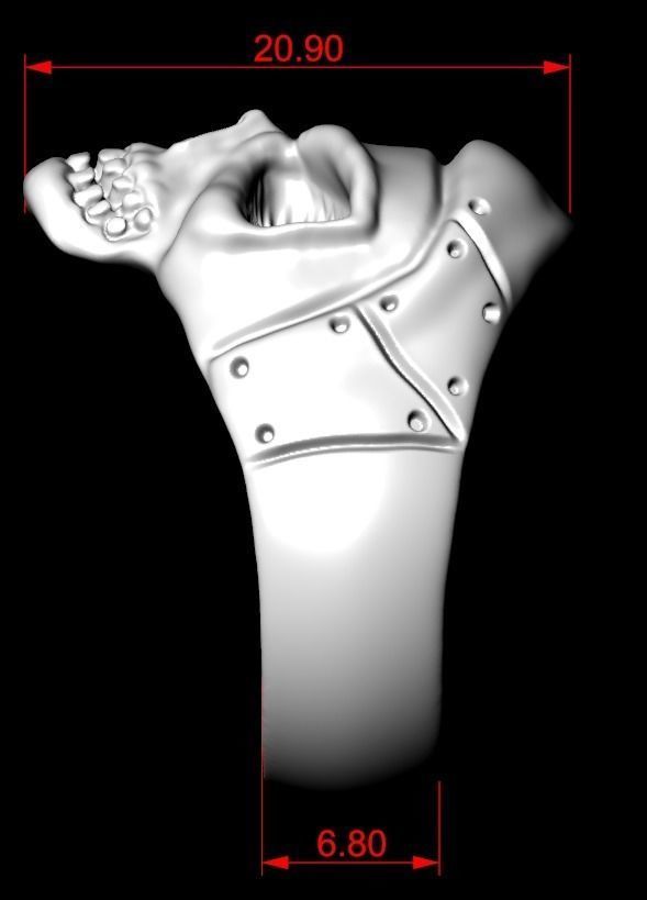 Ring with a skull of the pilot 125 3D print model_9