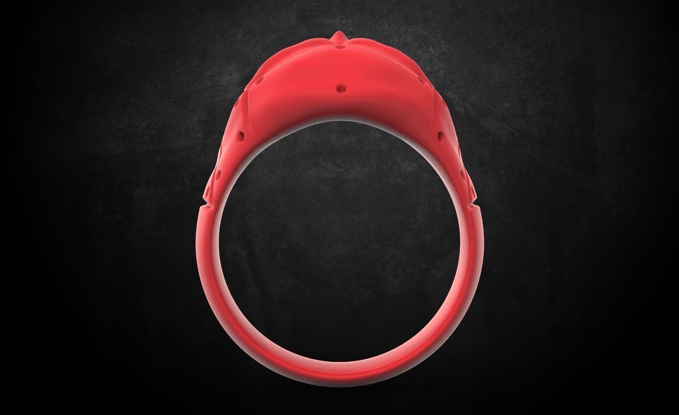 Ring with a skull of the pilot 125 3D print model_6