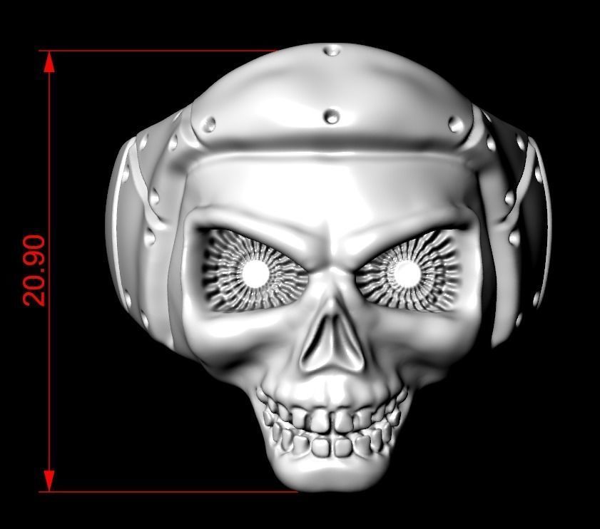 Ring with a skull of the pilot 125 3D print model_11
